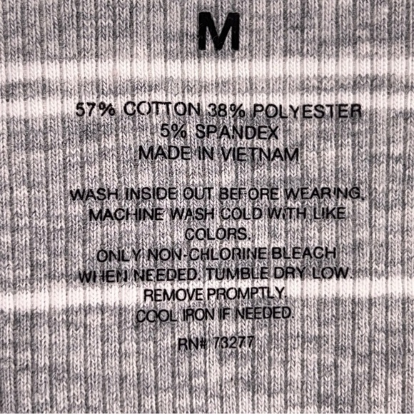 MEDIUM JUNIORS SO FITTED GREY WHITE RIBBED STRIPES TANK - Picture 11 of 11